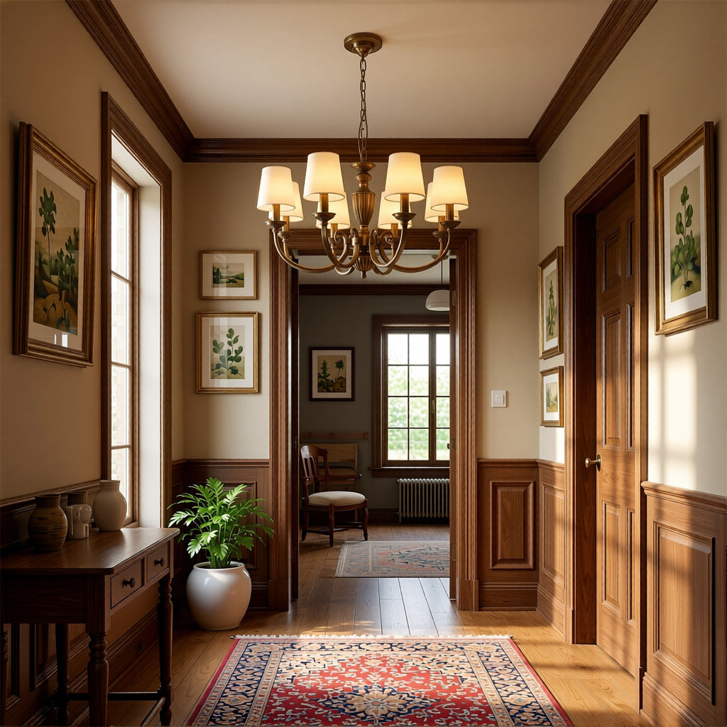 Solid Brass 8 Light Chandelier Antique Brass Pendant Lighting CL-VBC8