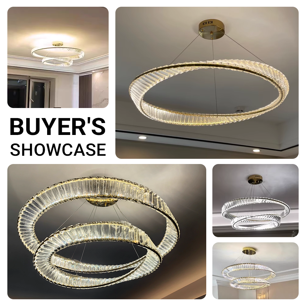 1 Ring Crystal Chandelier 60cm Gold 3 Colors With Remote CL-1R6