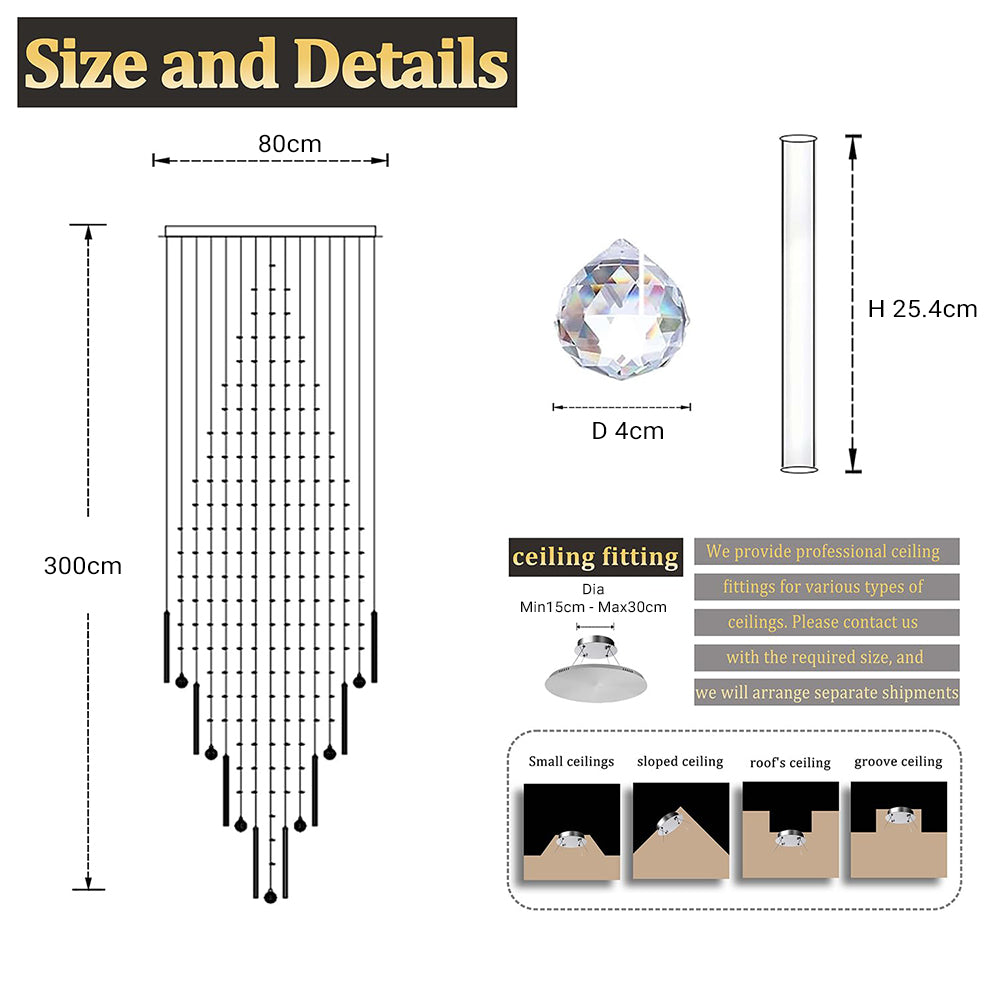 High Ceiling Crystal Raindrop Chandelier by USOR - Australian Chandelier Store