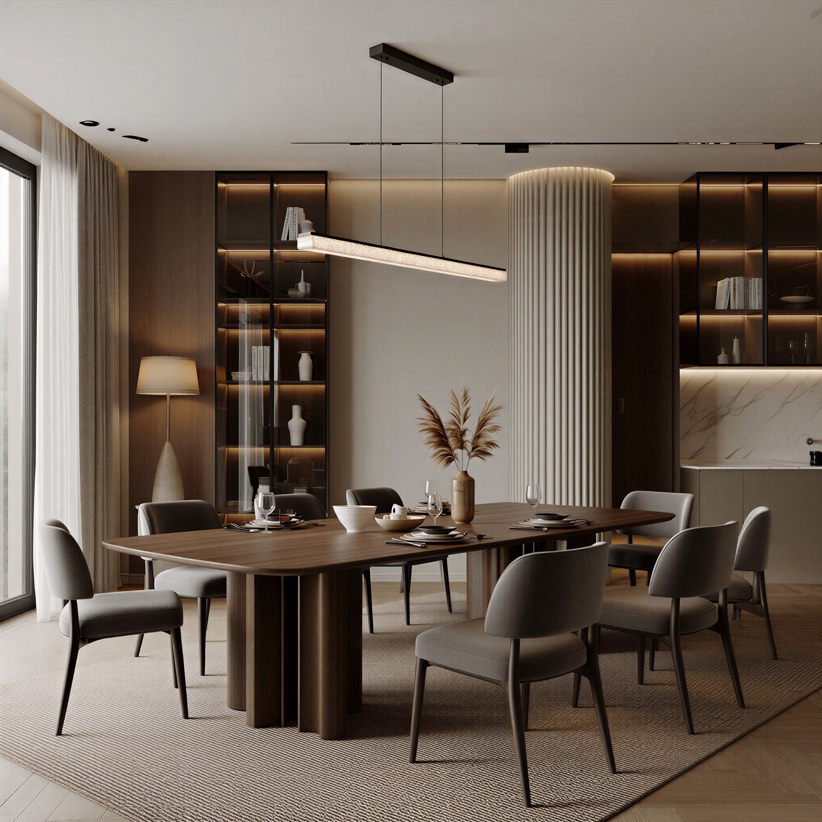 Crackle Resin Linear Pendant Light Modern Minimalist Dining Chandelier CL-LSCC
