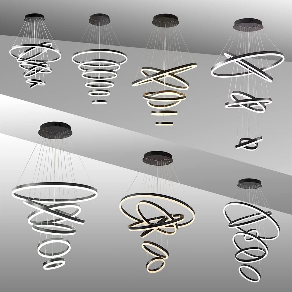 Modern Black&White 5/6 Rings Chandelier by USOR - Australian Chandelier Store