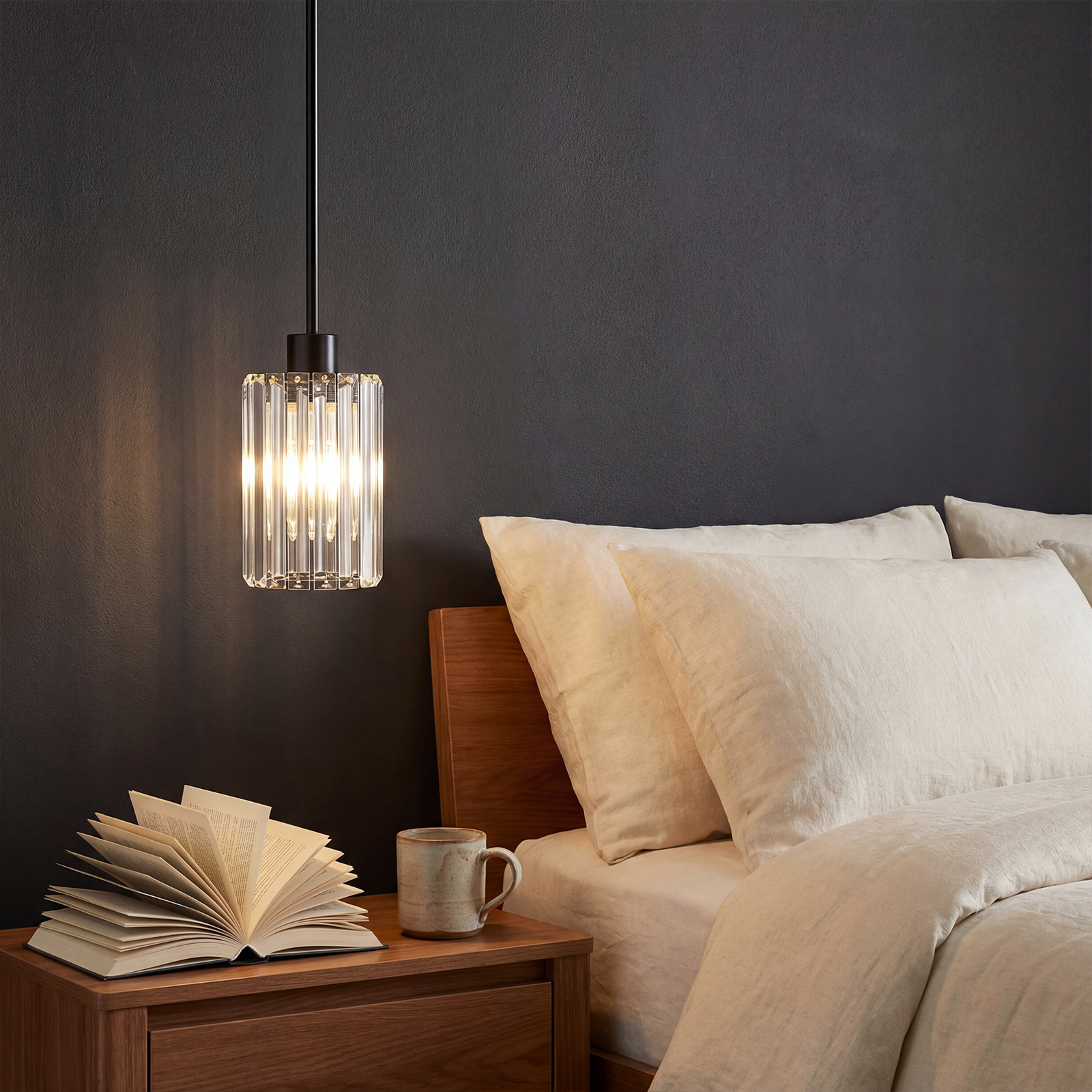 Modern Crystal Pendant Light Mini Chandelier Hanging Lamp Black CL-SCL