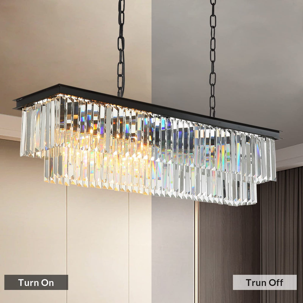 Luxury Crystal Strip Chandelier-Black by USOR - Australian Chandelier Store
