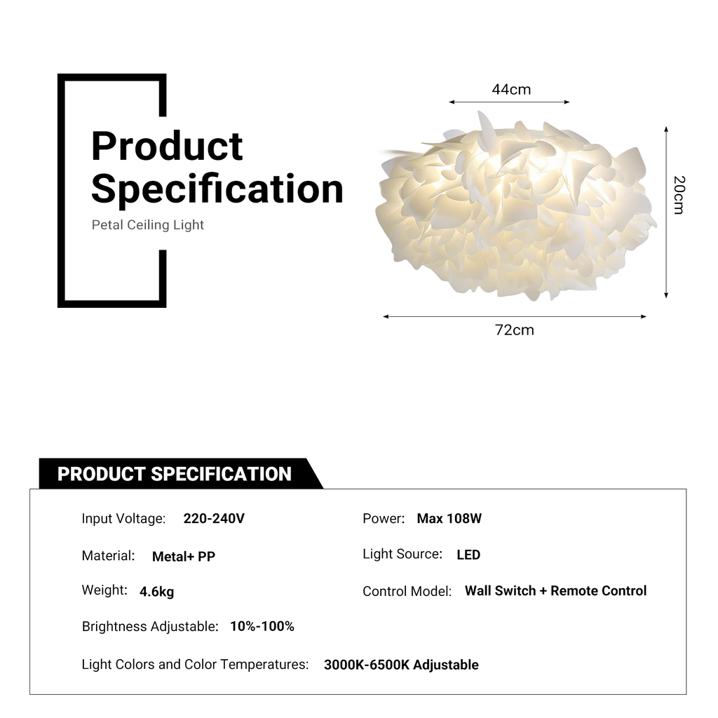 72cm Cream Cloud Petal LED Ceiling Light Modern Minimalist Chandelier CL-CFL72
