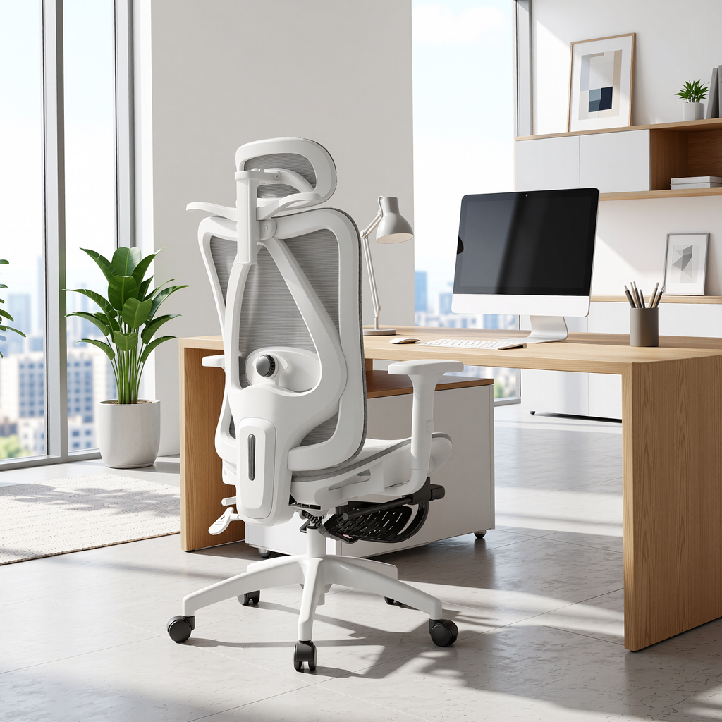 Ergonomic Office Chair Mesh Seat Adjustable Headrest Lumbar Support Recliner Footrest