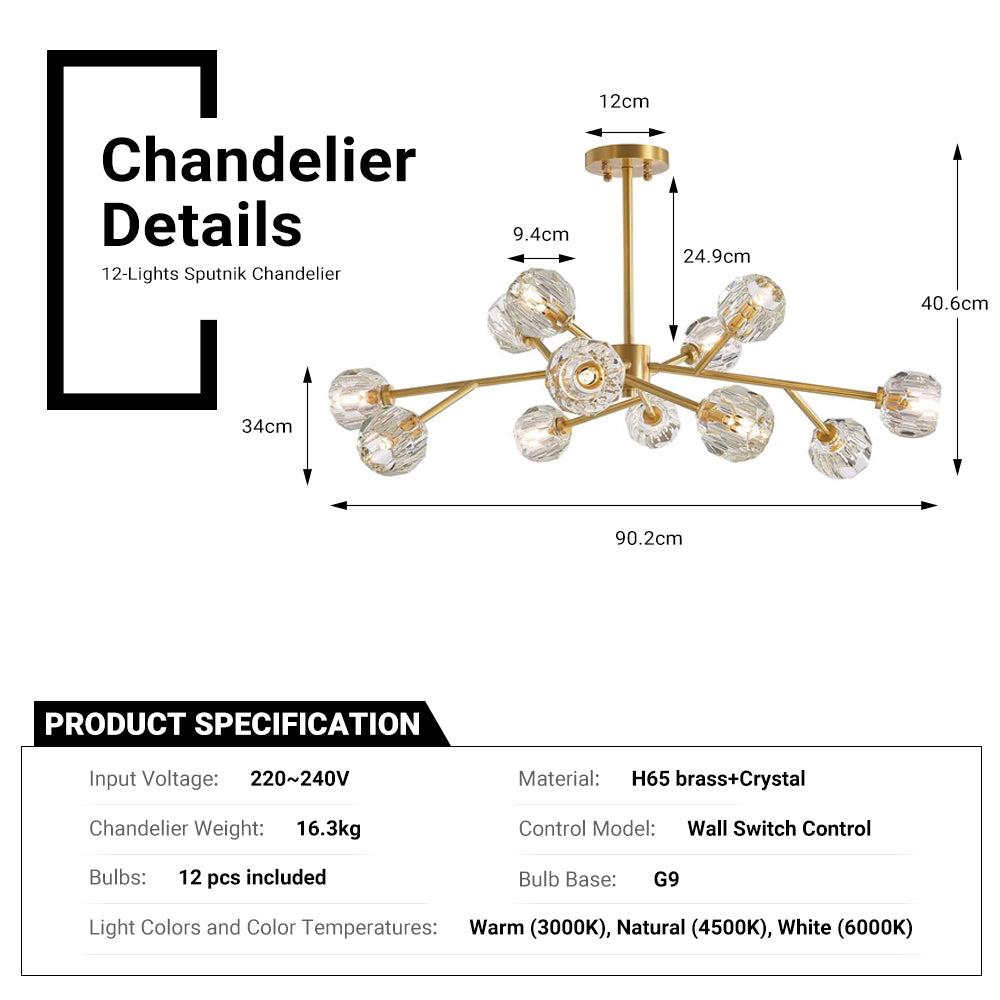 Brass Sputnik Chandelier by USOR - Australian Chandelier Store