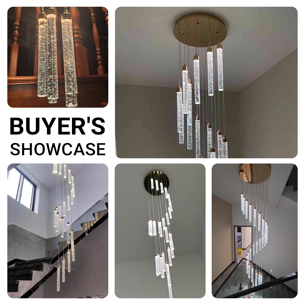 Staircase Crystal Chandelier Modern 12/18-Light Chain Light CL-CBAR
