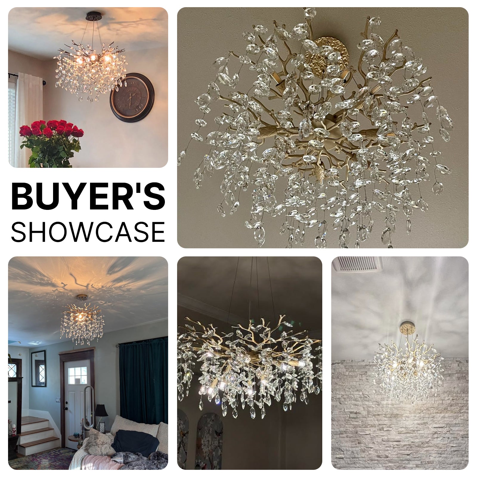 Crystal Tree Branches Chandelier 60cm Gold/Silver 8-Light Luxury Pendant CL-LCTB60