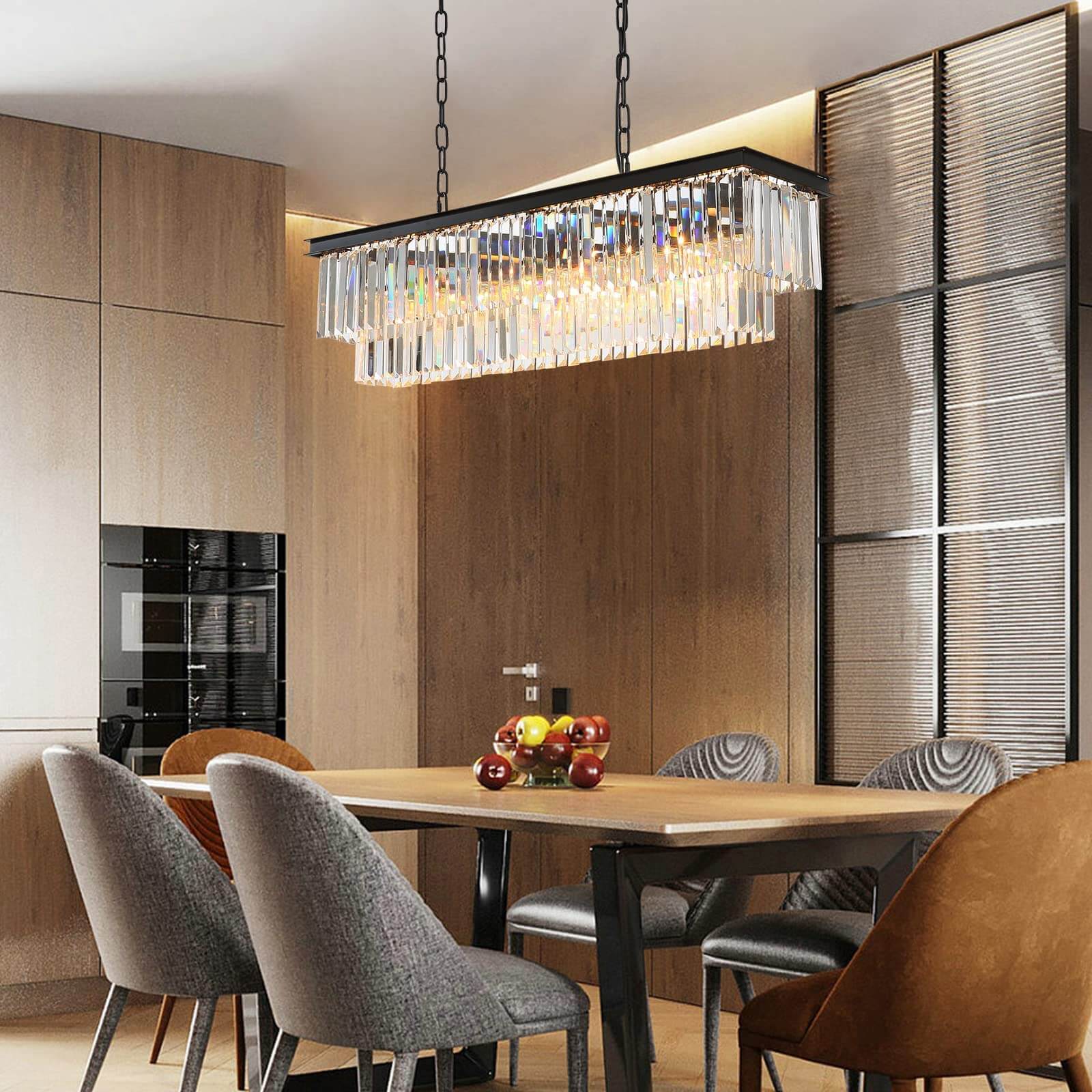 Luxury Crystal Strip Chandelier Gold Ceiling Light Lamp LED CL-CSCB