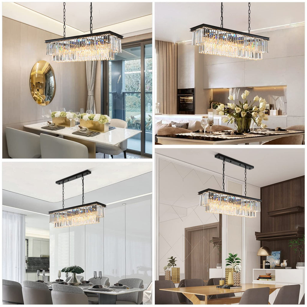 Luxury Crystal Strip Chandelier-Black by USOR - Australian Chandelier Store