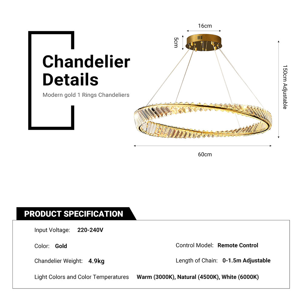 1 Ring Crystal Chandelier by USOR - Australian Chandelier Store