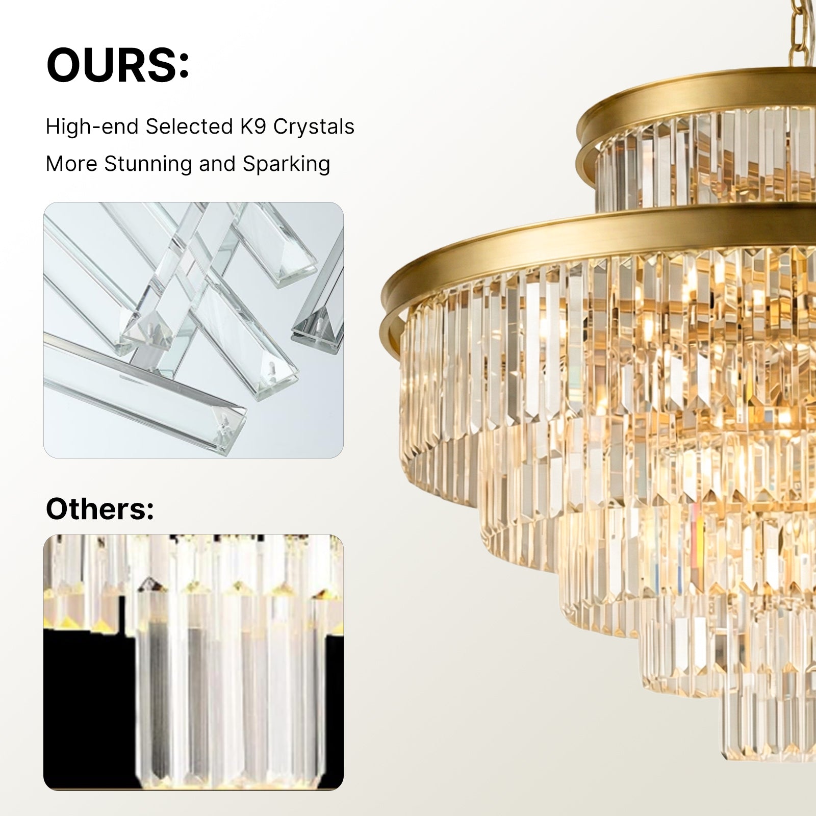 18 Light 2 Tier Cake Crystal Chandelier K9 Gold 3 Colors CL-TCCG