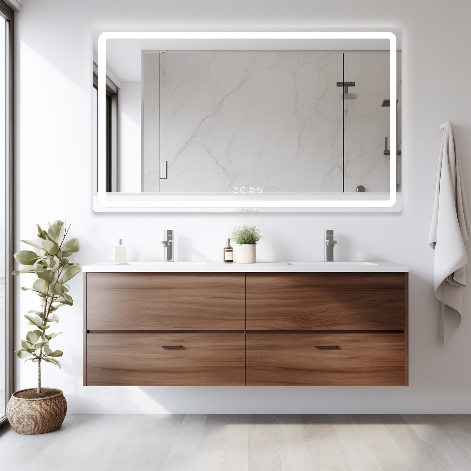 Dimmable Backlit Anti-Fog Bathroom Mirror by USOR - Australian Furniture & Homeware Store