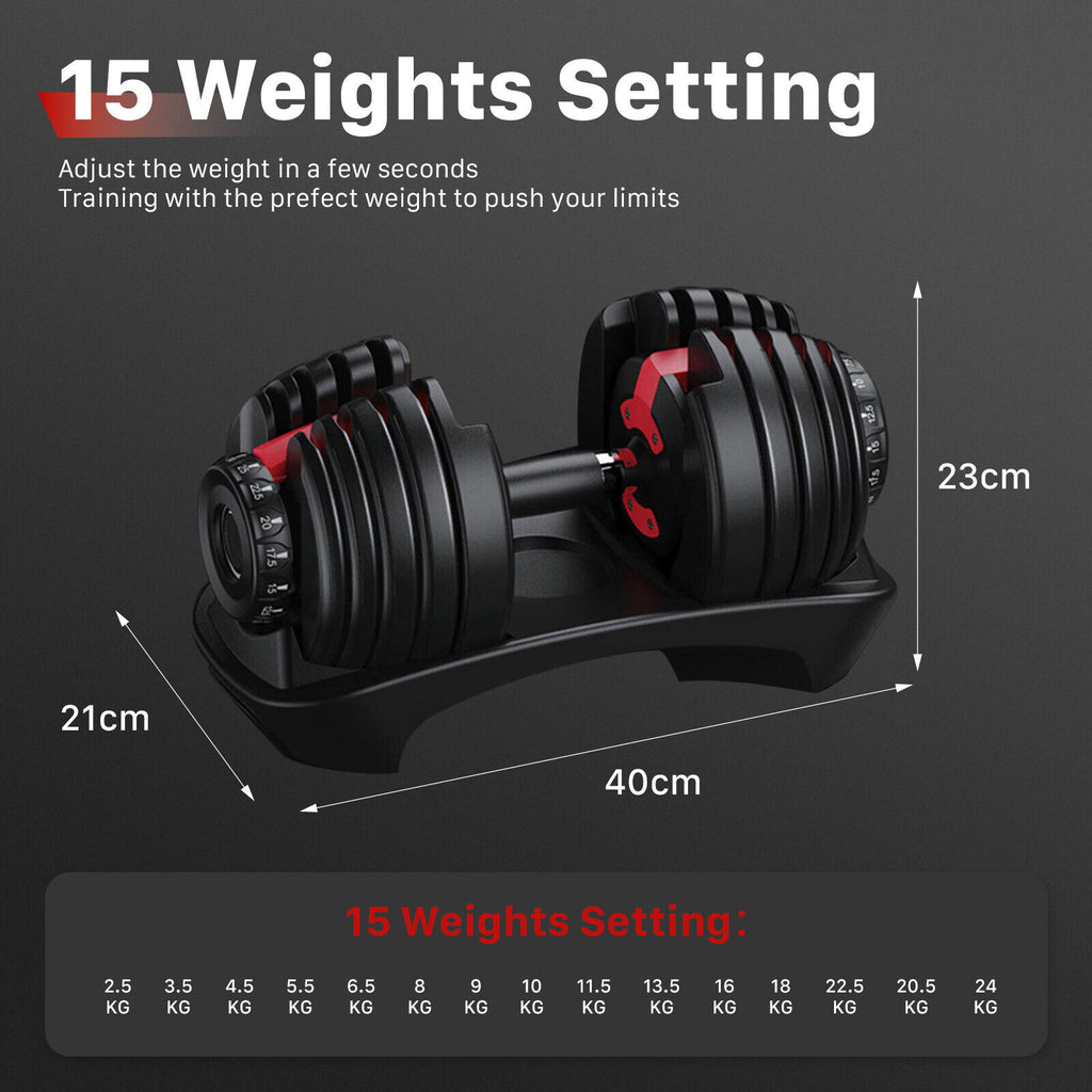 48kg/80kg Adjustable Dumbbells Set Weight Plates Home Gym Fitness Exercise