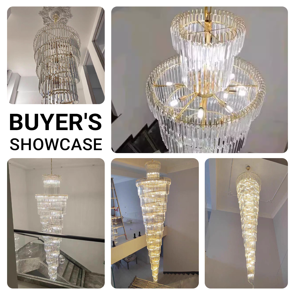 Crystal High Ceiling Chandelier Luxury Modern Spiral Light CL-LCAKE21