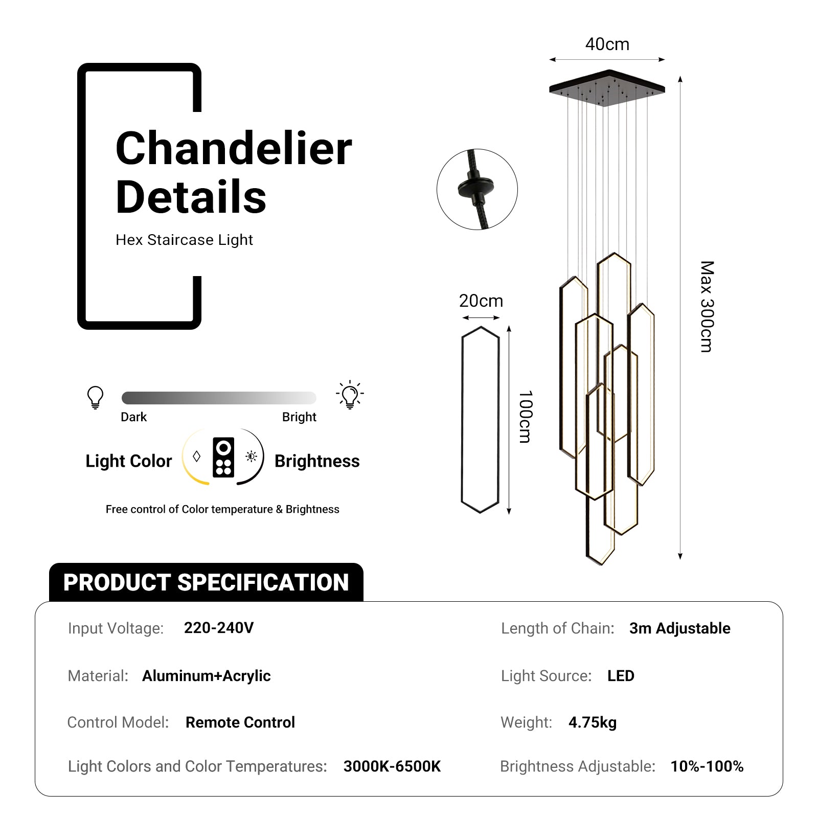 Large 6-Ring LED Chandelier Modern Dimmable Ceiling Light Foyer With Remote CL-HSL/CL-OSL
