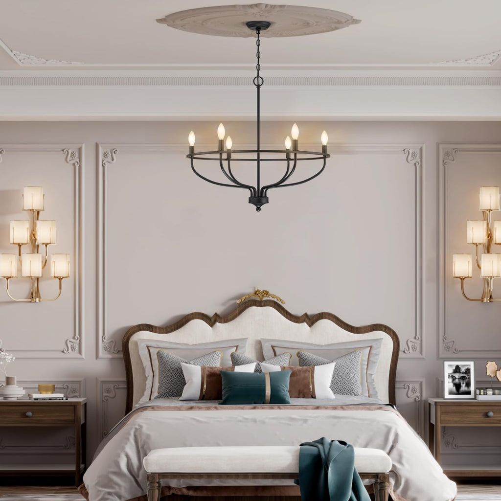 6 Lights Candle Chandelier -Black by USOR - Australian Chandelier Store