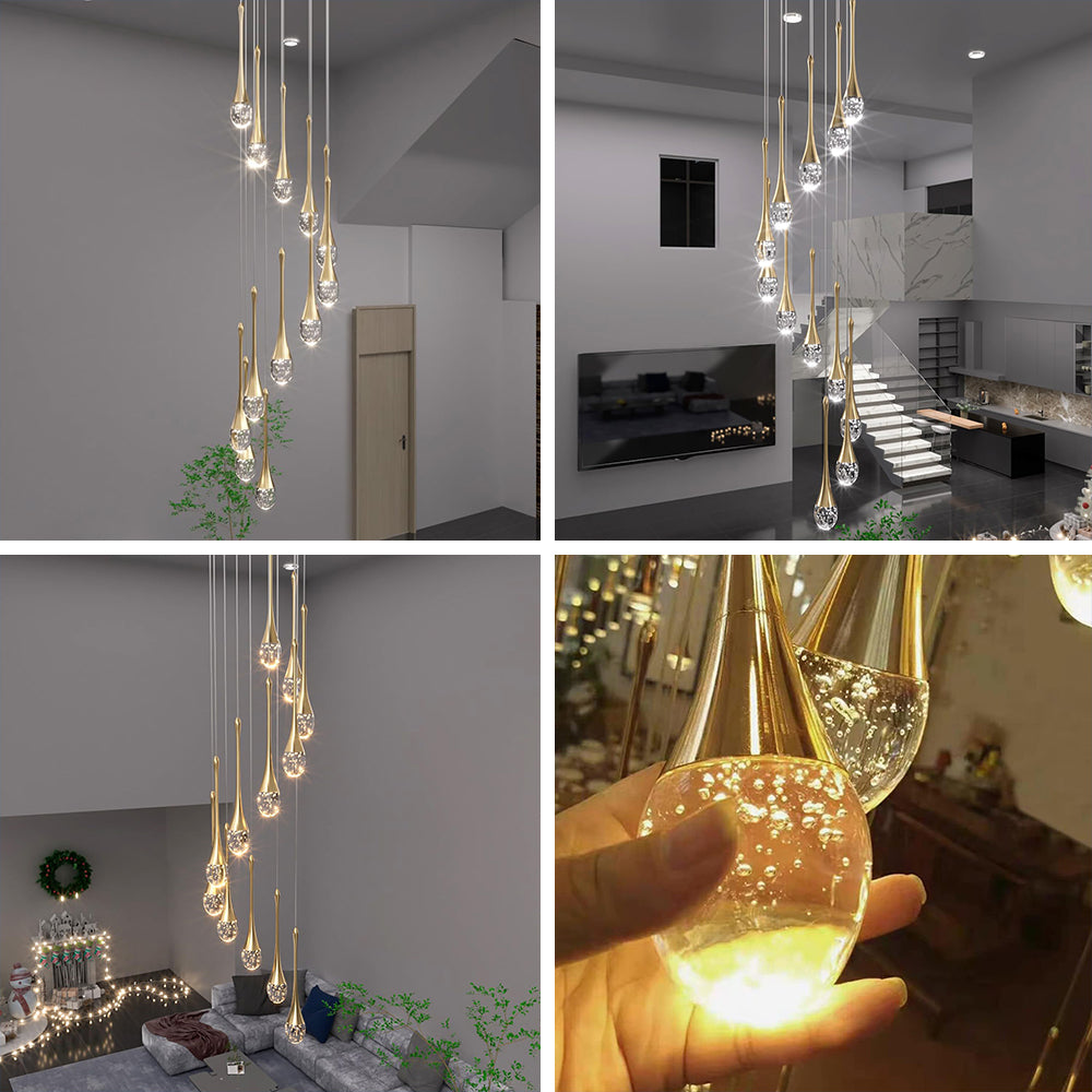 Modern 12/18 Lights Gold Raindrop Pendant Chandelier by USOR - Australian Chandelier Store