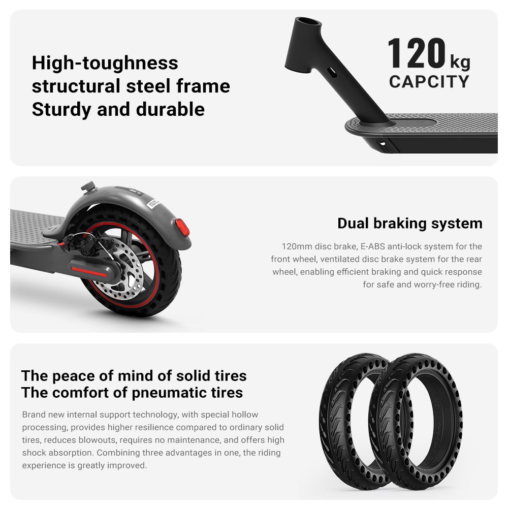 Portable Foldable Electric Scooter 8.5 Inch Non-Pneumatic Tire Adult E Bike APP