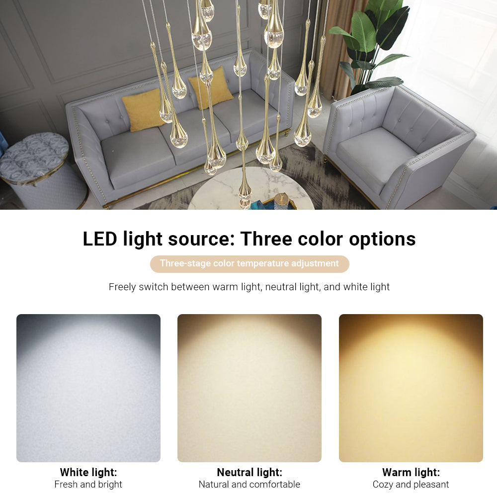 Modern 12/18 Lights Gold Raindrop Pendant Chandelier by USOR - Australian Chandelier Store