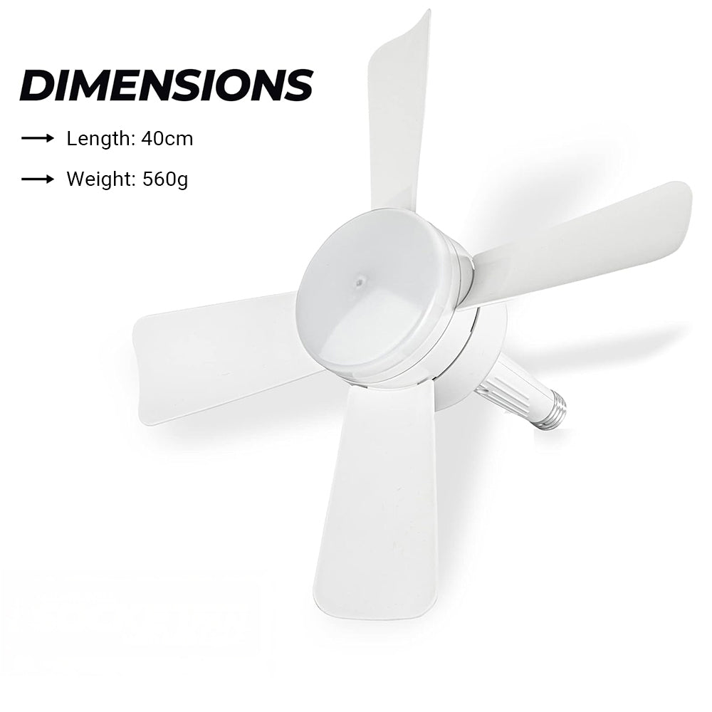 Socket Fan with Light Quiet Ceiling Fan Light 3 Adjustable Fan Speed LED Lights