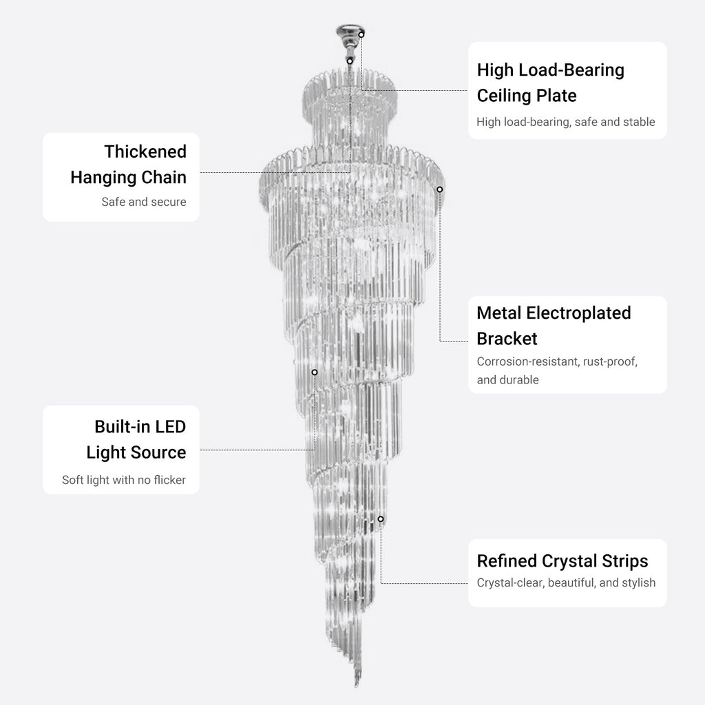 Crystal High Ceiling Chandelier Luxury Spiral Staircase Chandelier by USOR - Australian Chandelier Store