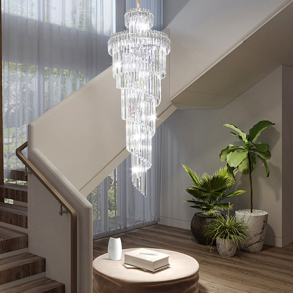 Crystal High Ceiling Chandelier Luxury Spiral Staircase Chandelier by USOR - Australian Chandelier Store