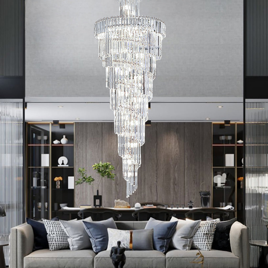 Crystal High Ceiling Chandelier Luxury Spiral Staircase Chandelier by USOR - Australian Chandelier Store