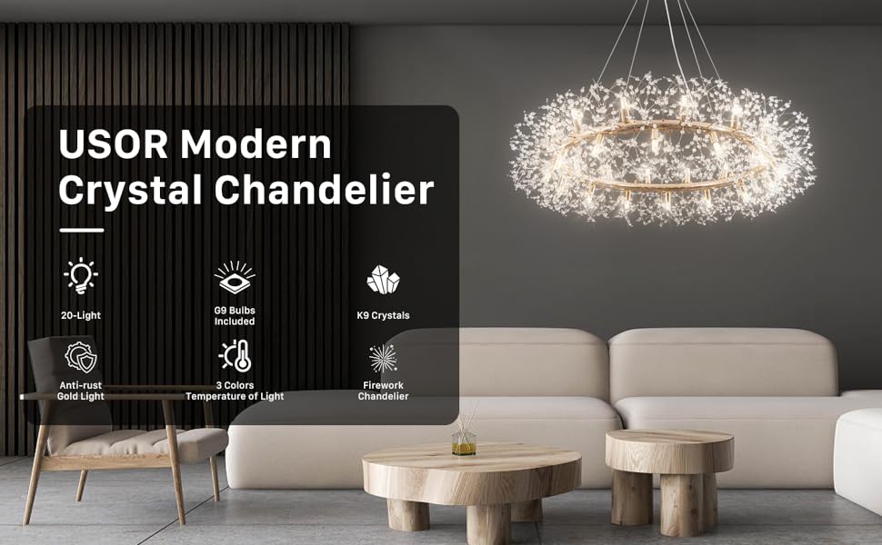 20-Light Modern Firework Crystal Chandelier by USOR - Australian Chandelier Store