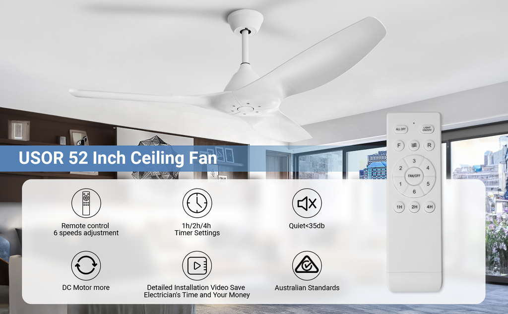 52'' Pure White Ceiling Fan by USOR - Australian Ceiling Fan Store
