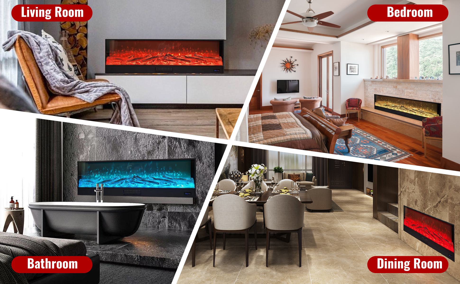 120/150cm Recessed Wall Mounted Electric Fireplace by USOR - Australian Furniture & Homeware Store