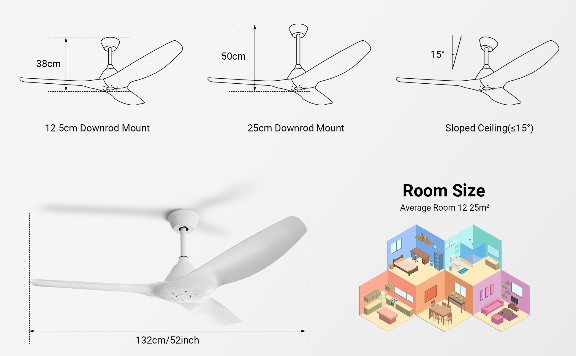 52'' Pure White Ceiling Fan by USOR - Australian Ceiling Fan Store