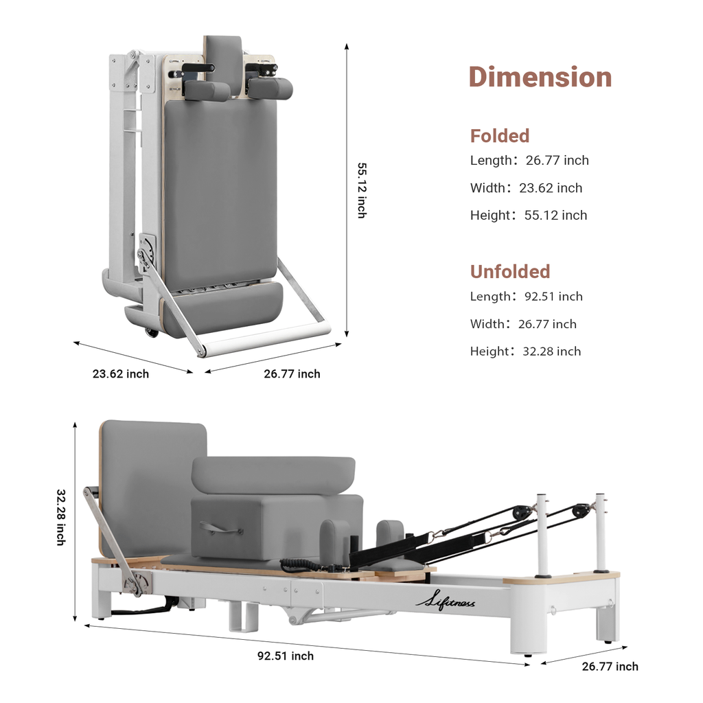 【commercial grade】Foldable Pilates Reformer Fitness Exercise Pilates Machine