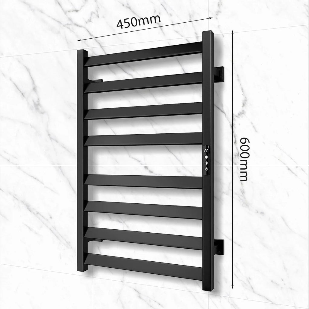 Heated Towel Rail, 6 Compartment Wall Mounted Bathroom Heated Towel Rail With Timer And LED Indicator