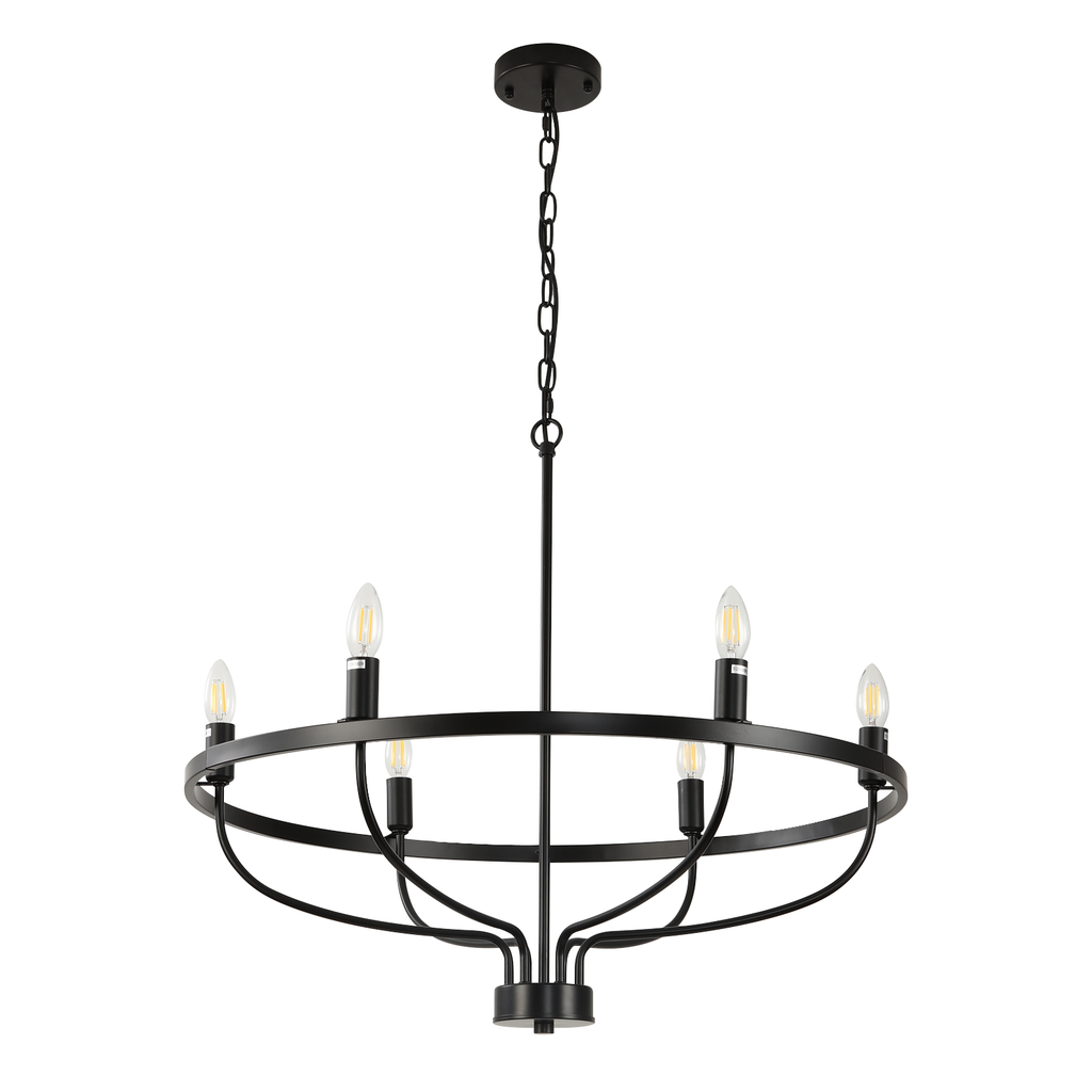 6 Lights Candle Chandelier -Black by USOR - Australian Chandelier Store