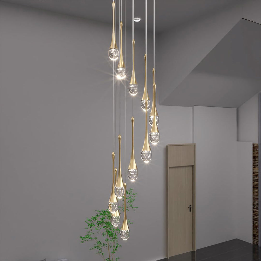 Modern 12/18 Lights Gold Raindrop Pendant Chandelier by USOR - Australian Chandelier Store