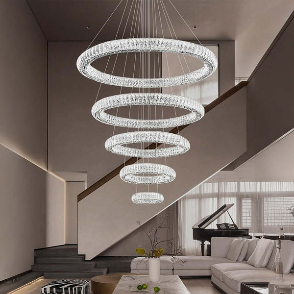 Modern 5 Rings Crystal Chandelier by USOR - Australian Chandelier Store