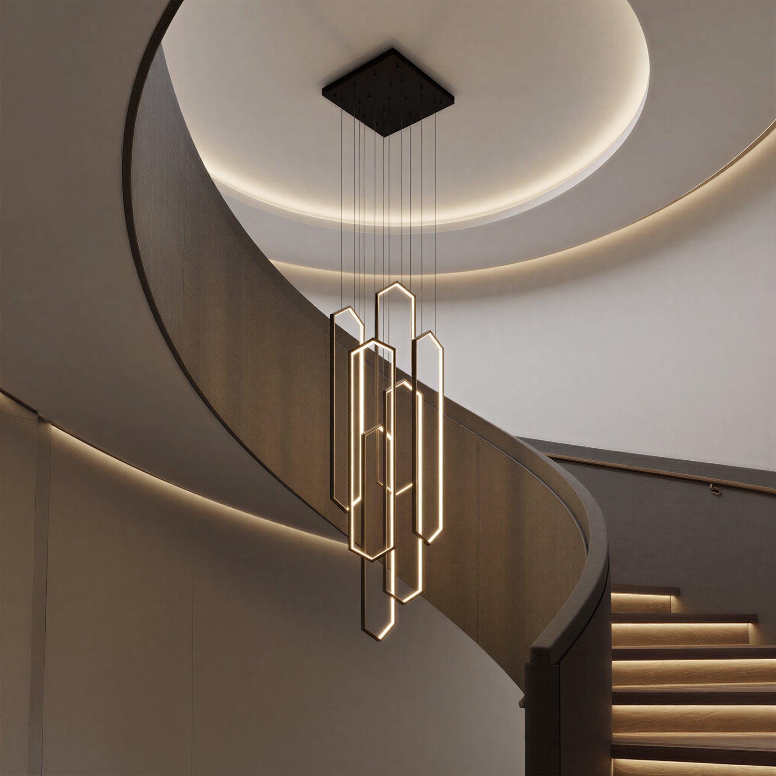 Large 6-Ring LED Chandelier Modern Dimmable Ceiling Light Foyer With Remote CL-HSL/CL-OSL