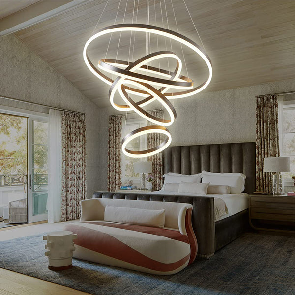 Modern Black&White 5/6 Rings Chandelier by USOR - Australian Chandelier Store
