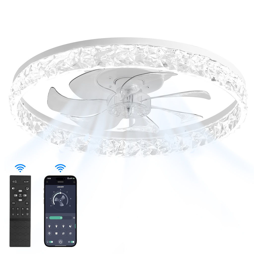 50cm Flush Mount Ceiling Fan with Crystal Light by USOR - Australian Ceiling Fan Store