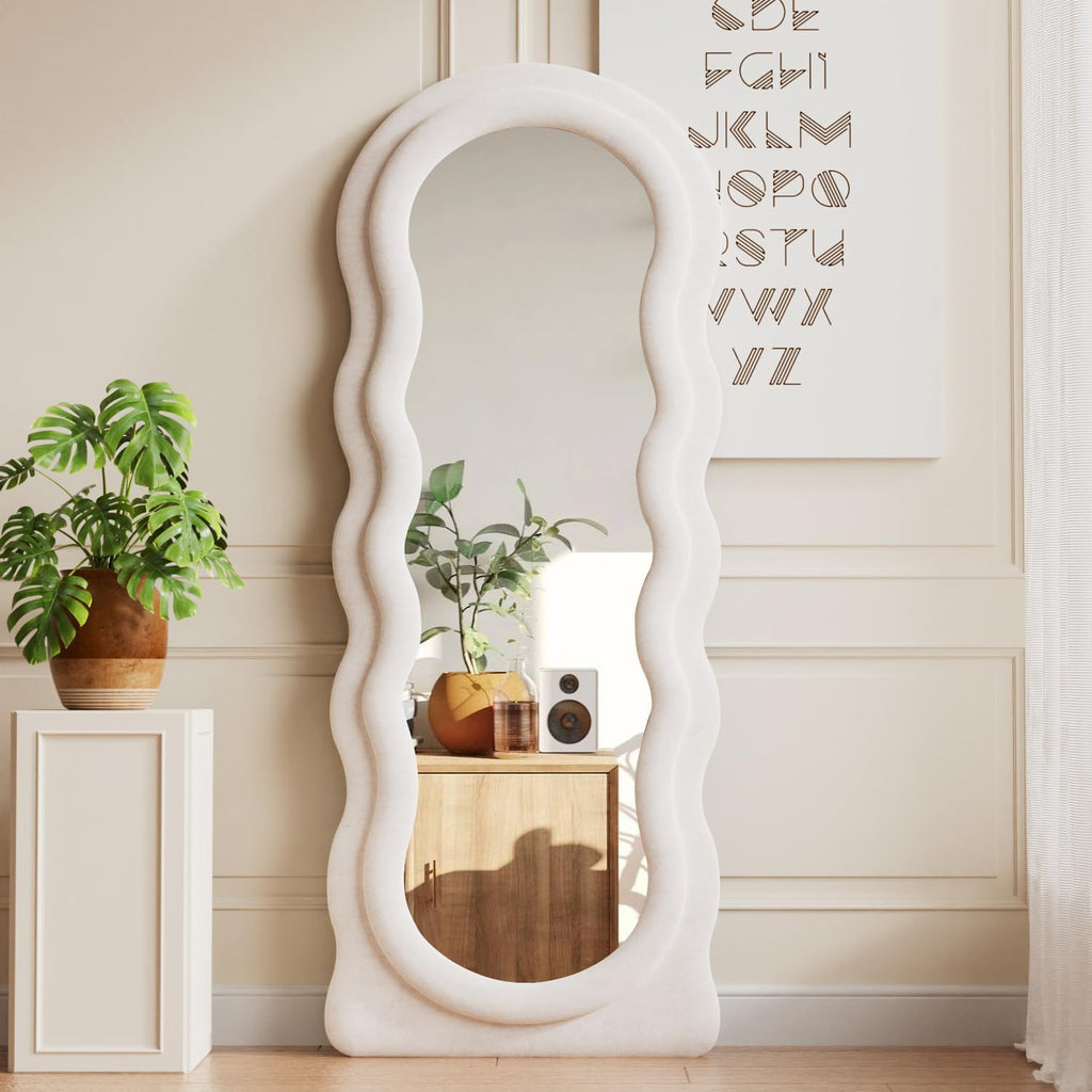 160x60cm Elegance Curvy Full Length Mirror White Floor Mirror Squiggle Full Body