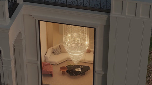 High Ceiling Crystal Raindrop Chandelier by USOR - Australian Chandelier Store