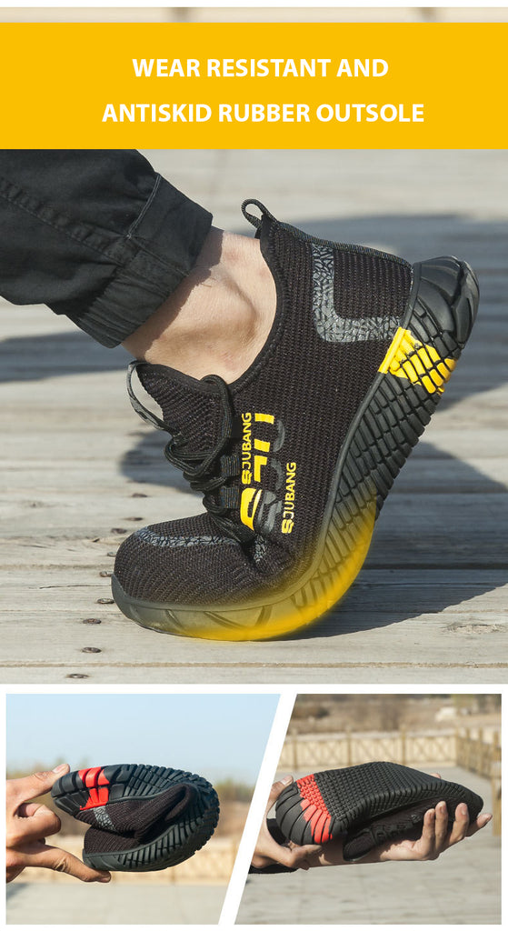 Work Boots Safety Shoes Heavy Duty Black & Yellow