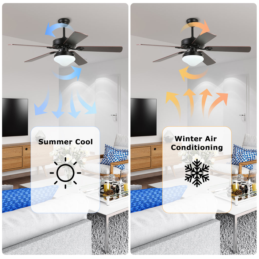 52'' Modern Black Ceiling Fan with Light & Remote Control by USOR - Australian Ceiling Fan Store