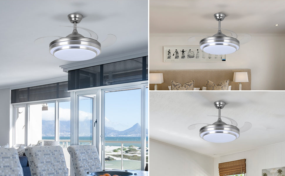 42'' Modern Silver Ceiling Fan with Light & Remote Control by USOR - Australian Ceiling Fan Store