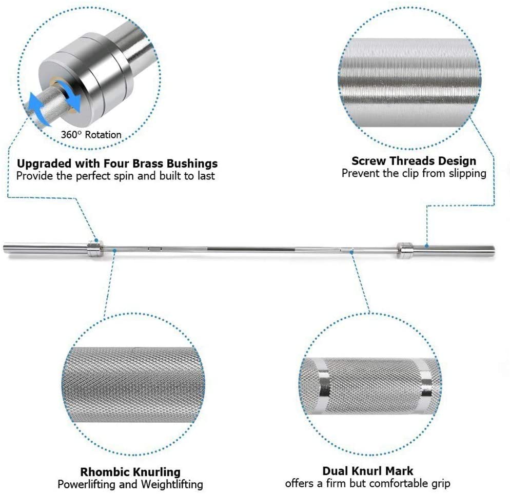Olympic Barbell Bar 2.2m Weight Bar with Two Spring Collars