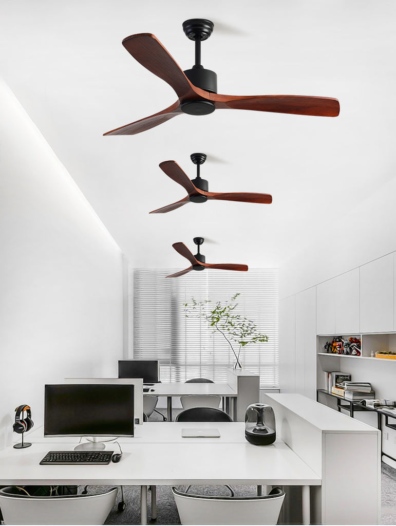 52'' Modern Black&Brown Ceiling Fan with Remote Control DAIGAI-3-W-BrB-52-N