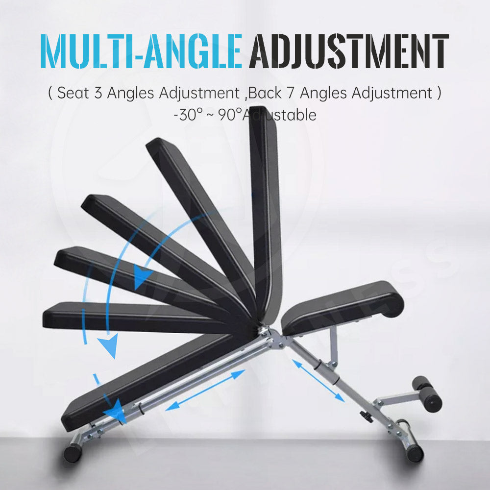 【300kg】Foldable Adjustable Dumbbell Weight Bench Press Sit-up Flat Gym Exercise