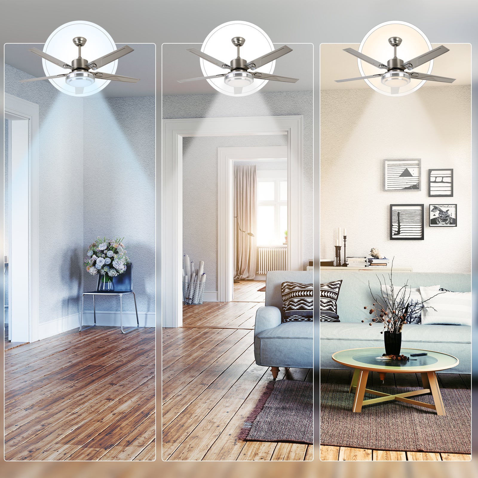 52'' Modern Silver Ceiling Fan with Light & Remote Control by USOR - Australian Ceiling Fan Store