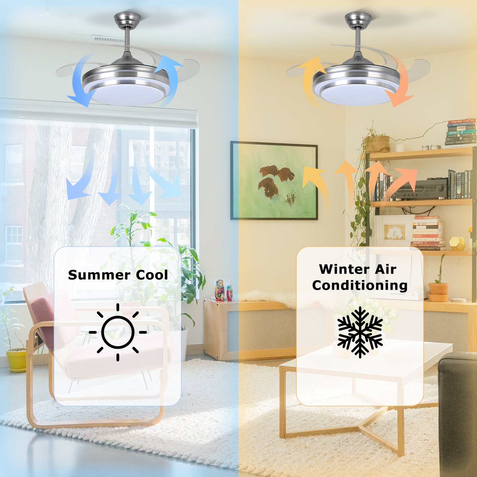 42'' Modern Silver Ceiling Fan with Light & Remote Control by USOR - Australian Ceiling Fan Store